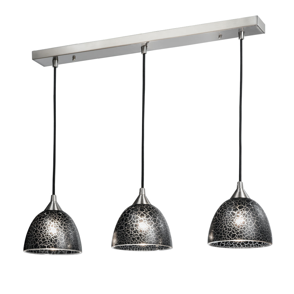 Franklite FL2290/3/952 Vetross Bar Pendant Black Crackle Effect Shades (S)