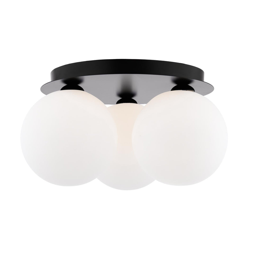 Dar FOL5322-23 Foley 3 Light Flush Matt Black With Opal Glass