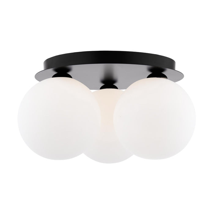 Dar FOL5322-23 Foley 3 Light Flush Matt Black With Opal Glass