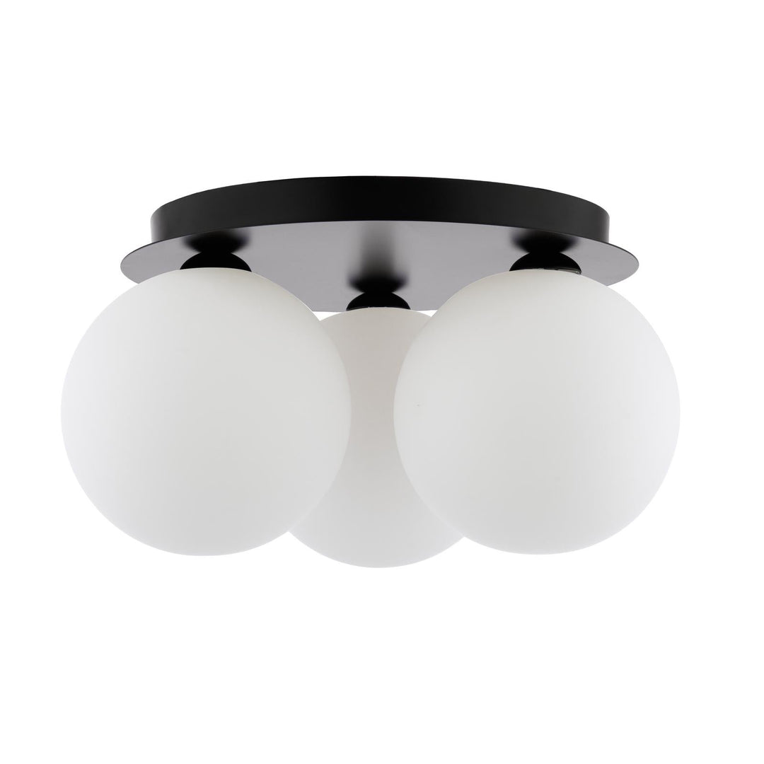 Dar FOL5322-23 Foley 3 Light Flush Matt Black With Opal Glass