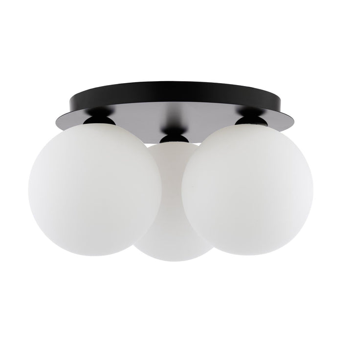 Dar FOL5322-23 Foley 3 Light Flush Matt Black With Opal Glass