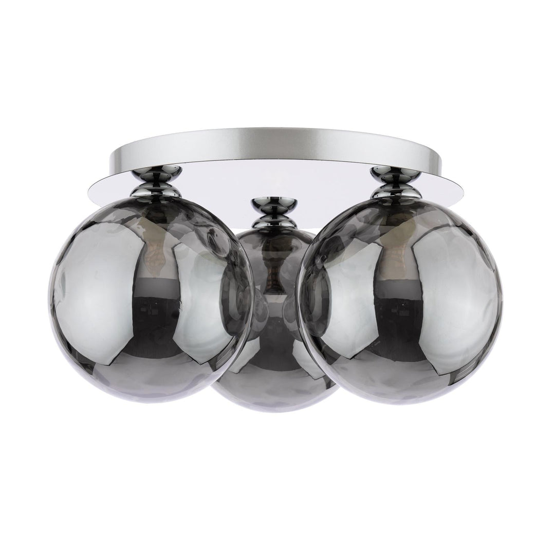 Dar FOL5350-10 Foley 3 Light Flush Polished Chrome With Smoked Dimpled Glass