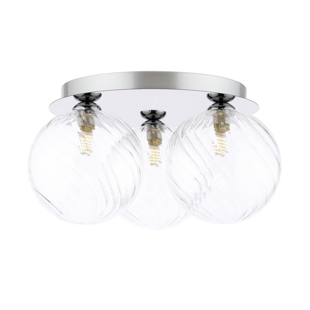 Dar FOL5350-22 Foley 3 Light Flush Polished Chrome With Closed Glass
