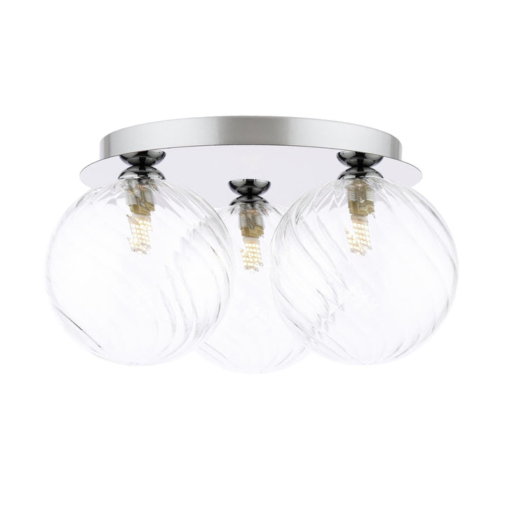 Dar FOL5350-22 Foley 3 Light Flush Polished Chrome With Closed Glass