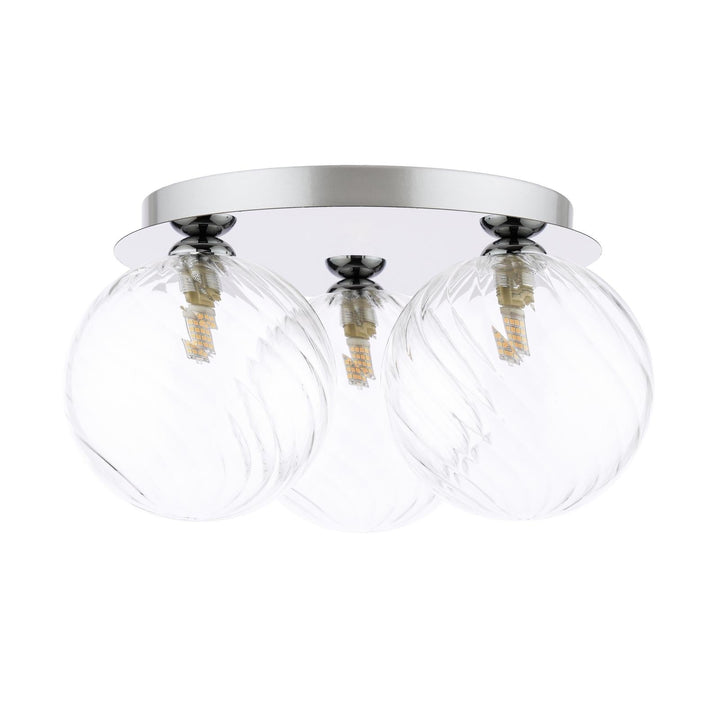 Dar FOL5350-22 Foley 3 Light Flush Polished Chrome With Closed Glass