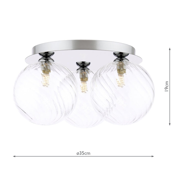 Dar FOL5350-22 Foley 3 Light Flush Polished Chrome With Closed Glass