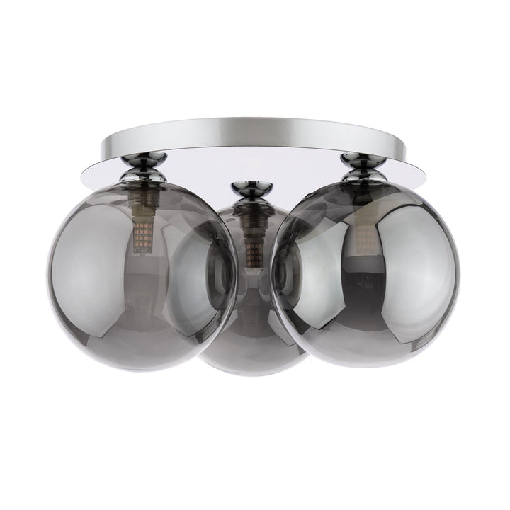 Dar FOL5350-24 Foley 3 Light Flush Polished Chrome With Smoked Glass