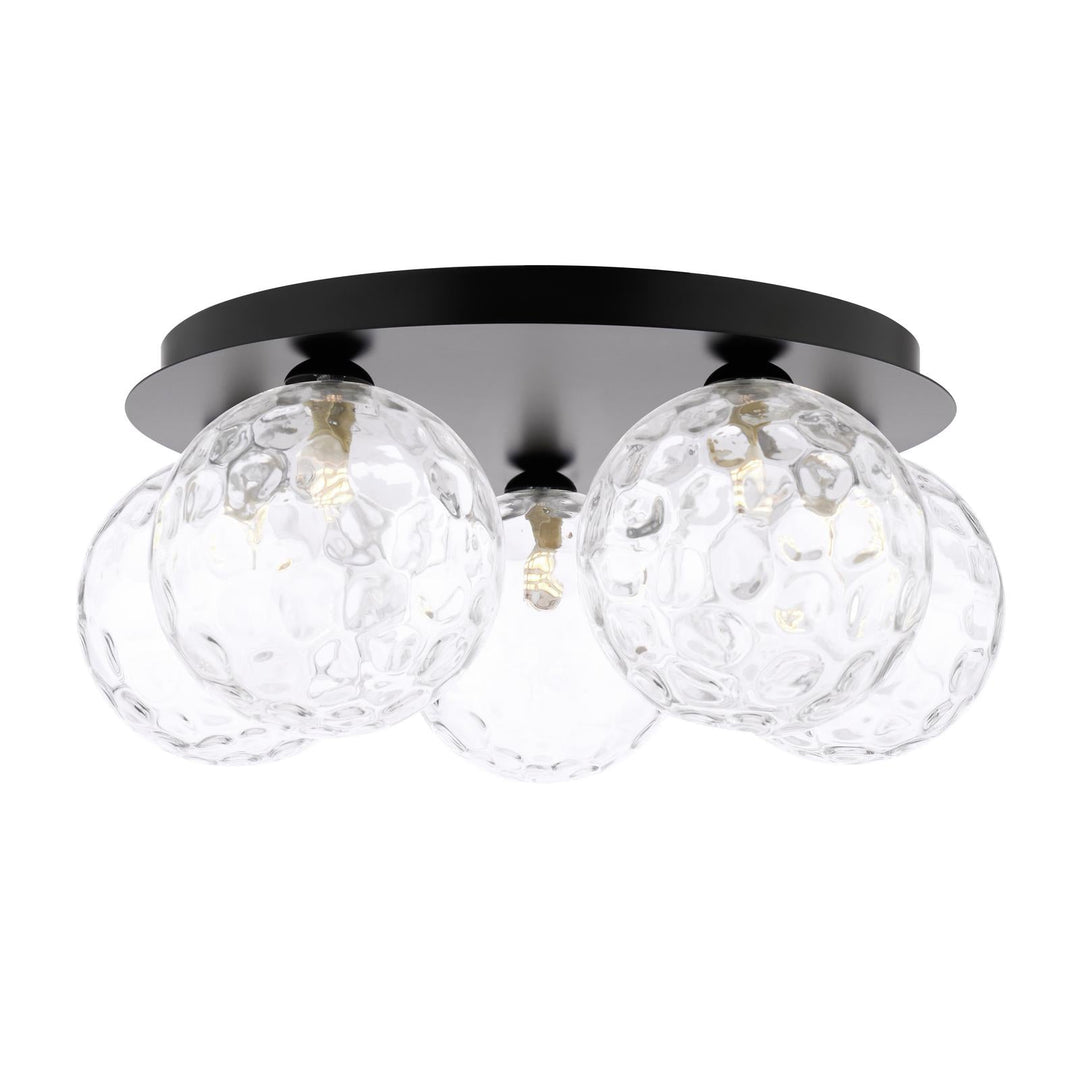 Dar FOL5422-12 Foley 5 Light Flush Matt Black With Clear Dimpled Glass