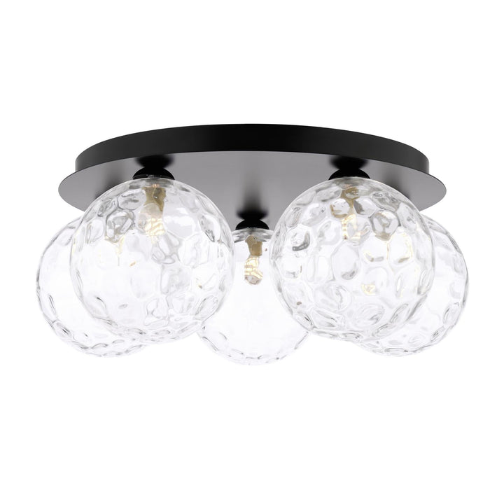 Dar FOL5422-12 Foley 5 Light Flush Matt Black With Clear Dimpled Glass