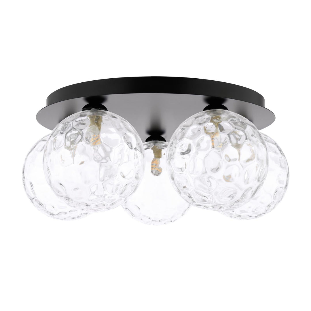 Dar FOL5422-12 Foley 5 Light Flush Matt Black With Clear Dimpled Glass
