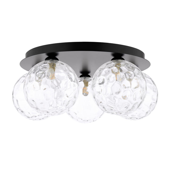 Dar FOL5422-12 Foley 5 Light Flush Matt Black With Clear Dimpled Glass