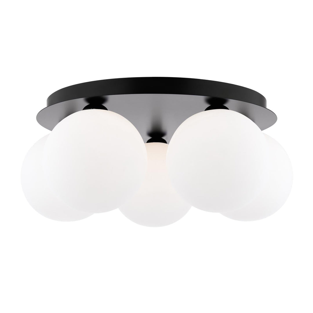 Dar FOL5422-23 Foley 5 Light Flush Matt Black With Opal Glass