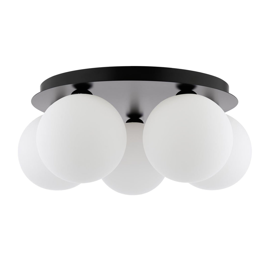 Dar FOL5422-23 Foley 5 Light Flush Matt Black With Opal Glass