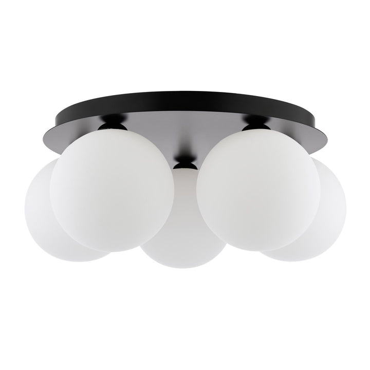 Dar FOL5422-23 Foley 5 Light Flush Matt Black With Opal Glass