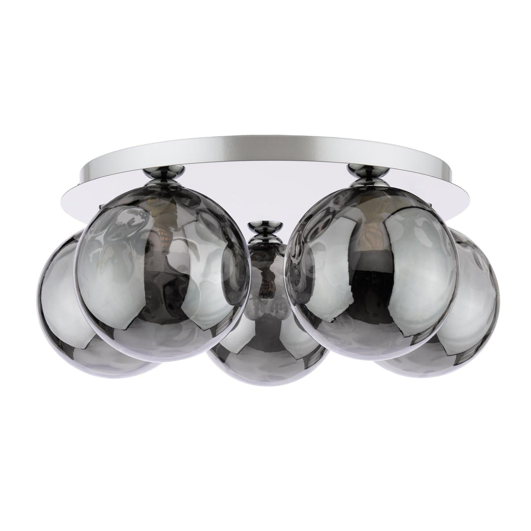Dar FOL5450-10 Foley 5 Light Flush Polished Chrome With Smoked Dimpled Glass
