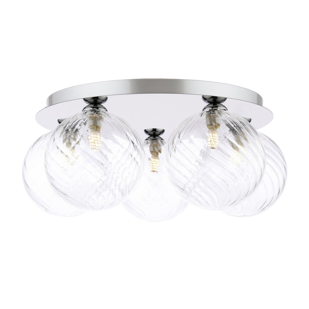 Dar FOL5450-22 Foley 5 Light Flush Polished Chrome With Closed Glass