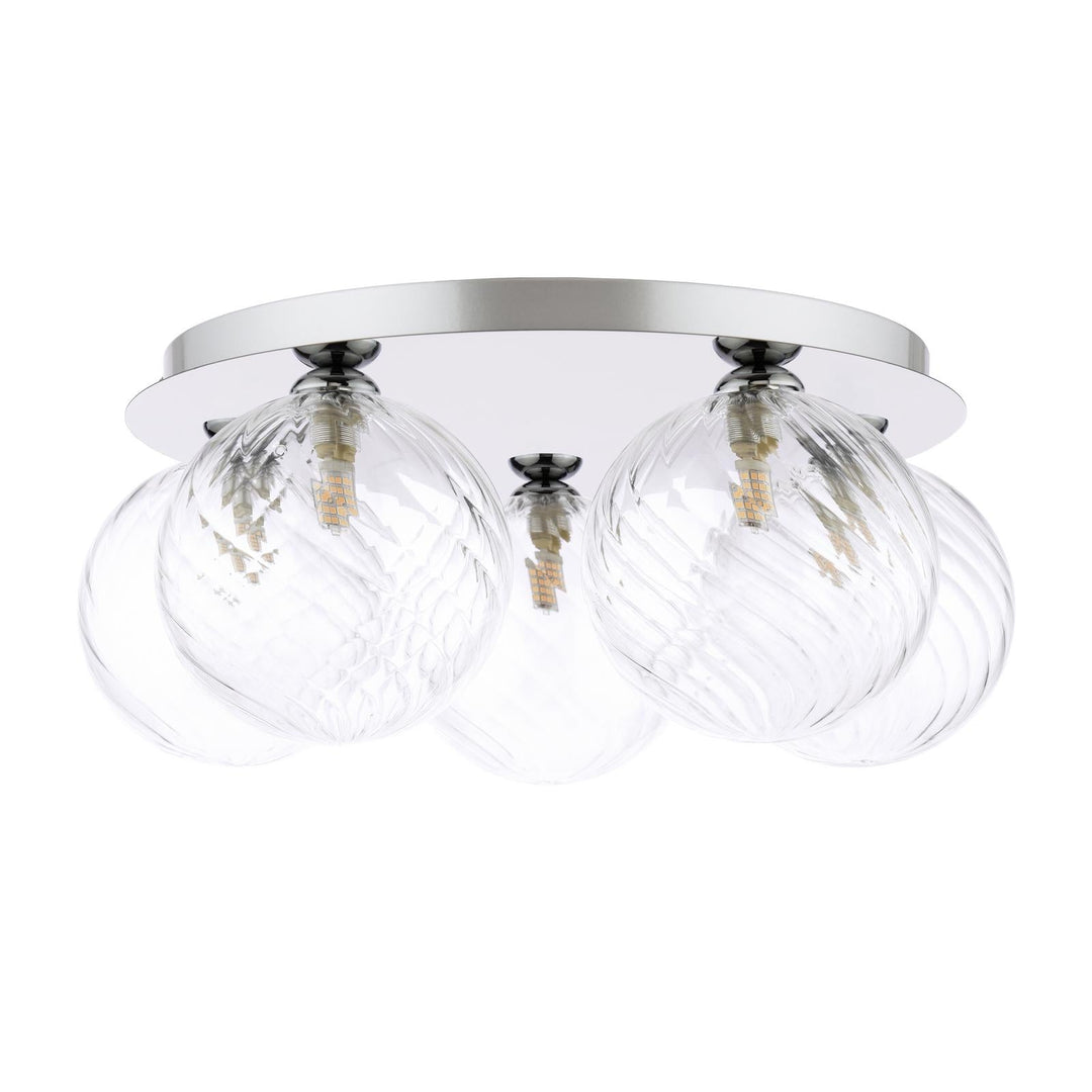 Dar FOL5450-22 Foley 5 Light Flush Polished Chrome With Closed Glass