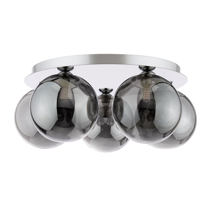 Dar FOL5450-24 Foley 5 Light Flush Polished Chrome With Smoked Glass