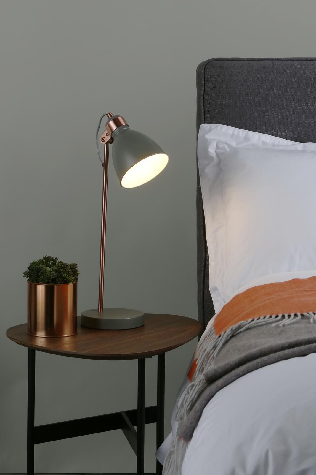 Dar FRE4239 Frederick Desk Lamp Grey and Satin Copper