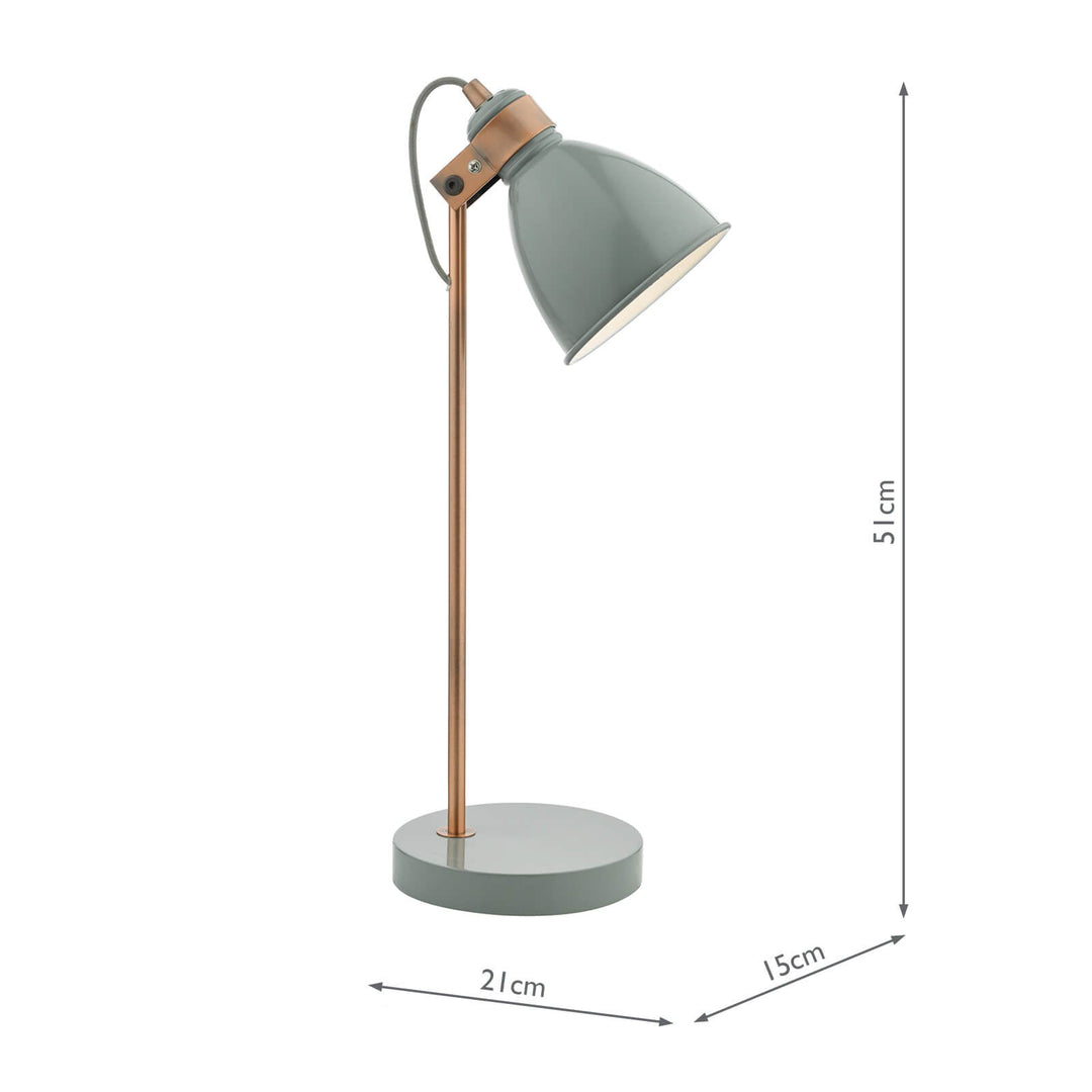 Dar FRE4239 Frederick Desk Lamp Grey and Satin Copper