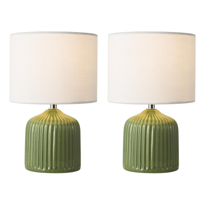 Dar GIG4124 Gigi Twin Pack Table Lamp Green Ceramic With Shade