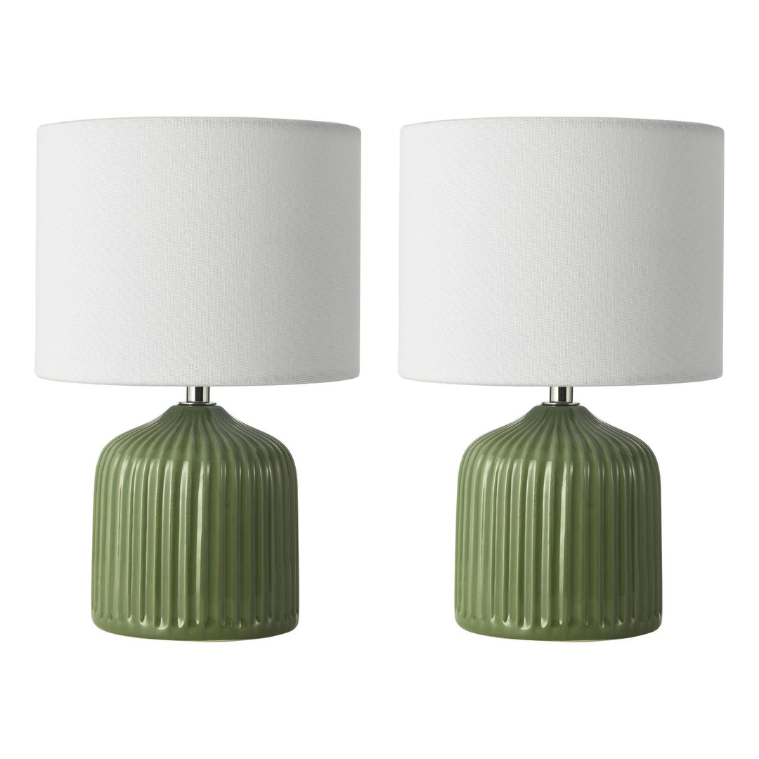 Dar GIG4124 Gigi Twin Pack Table Lamp Green Ceramic With Shade