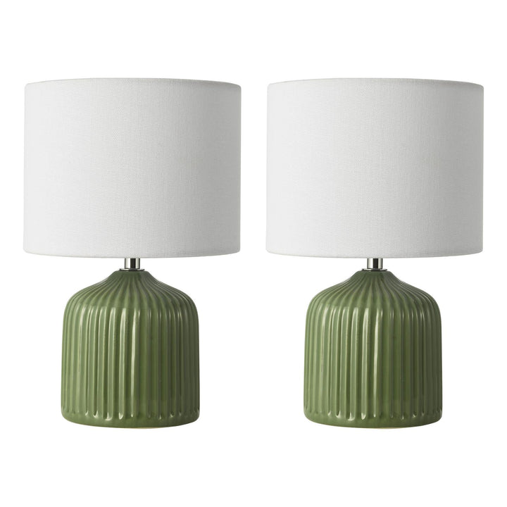 Dar GIG4124 Gigi Twin Pack Table Lamp Green Ceramic With Shade