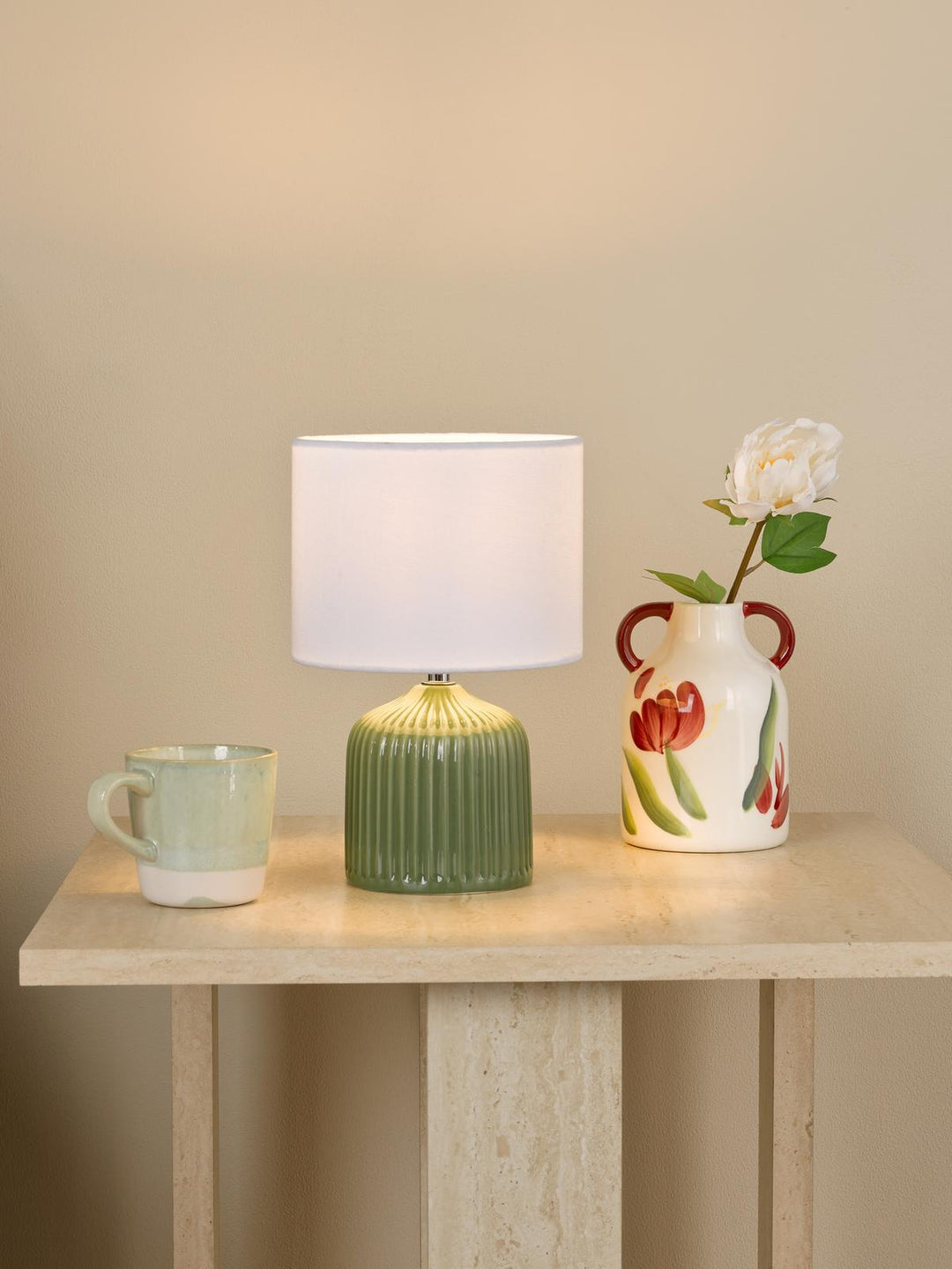 Dar GIG4124 Gigi Twin Pack Table Lamp Green Ceramic With Shade