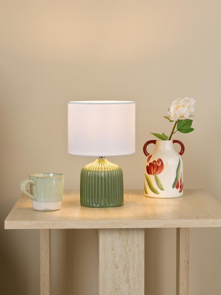 Dar GIG4124 Gigi Twin Pack Table Lamp Green Ceramic With Shade