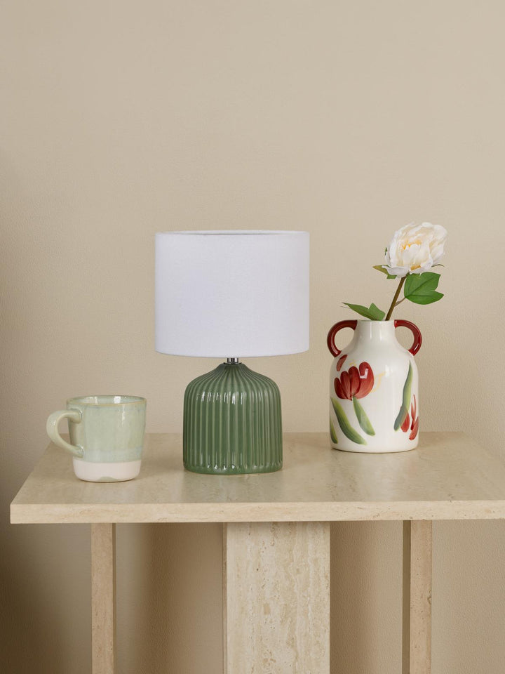 Dar GIG4124 Gigi Twin Pack Table Lamp Green Ceramic With Shade