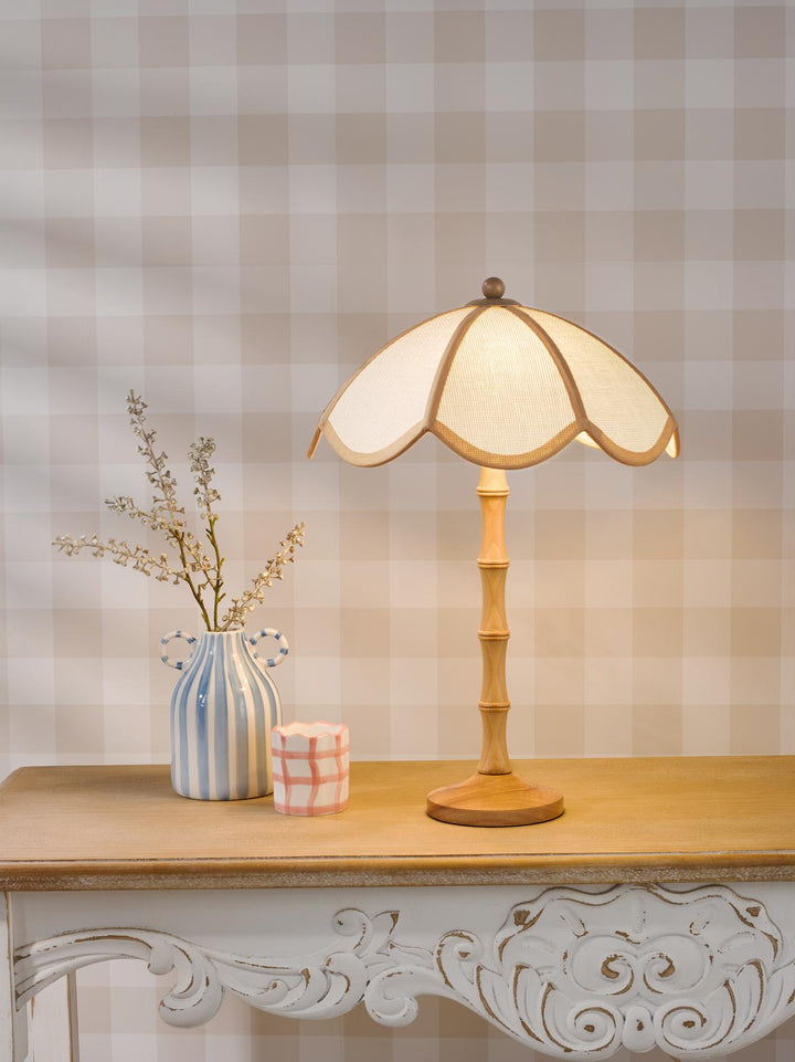 Dar GIU4229 Giuliana 2 Light Table Lamp Natural Wood and Natural Wood