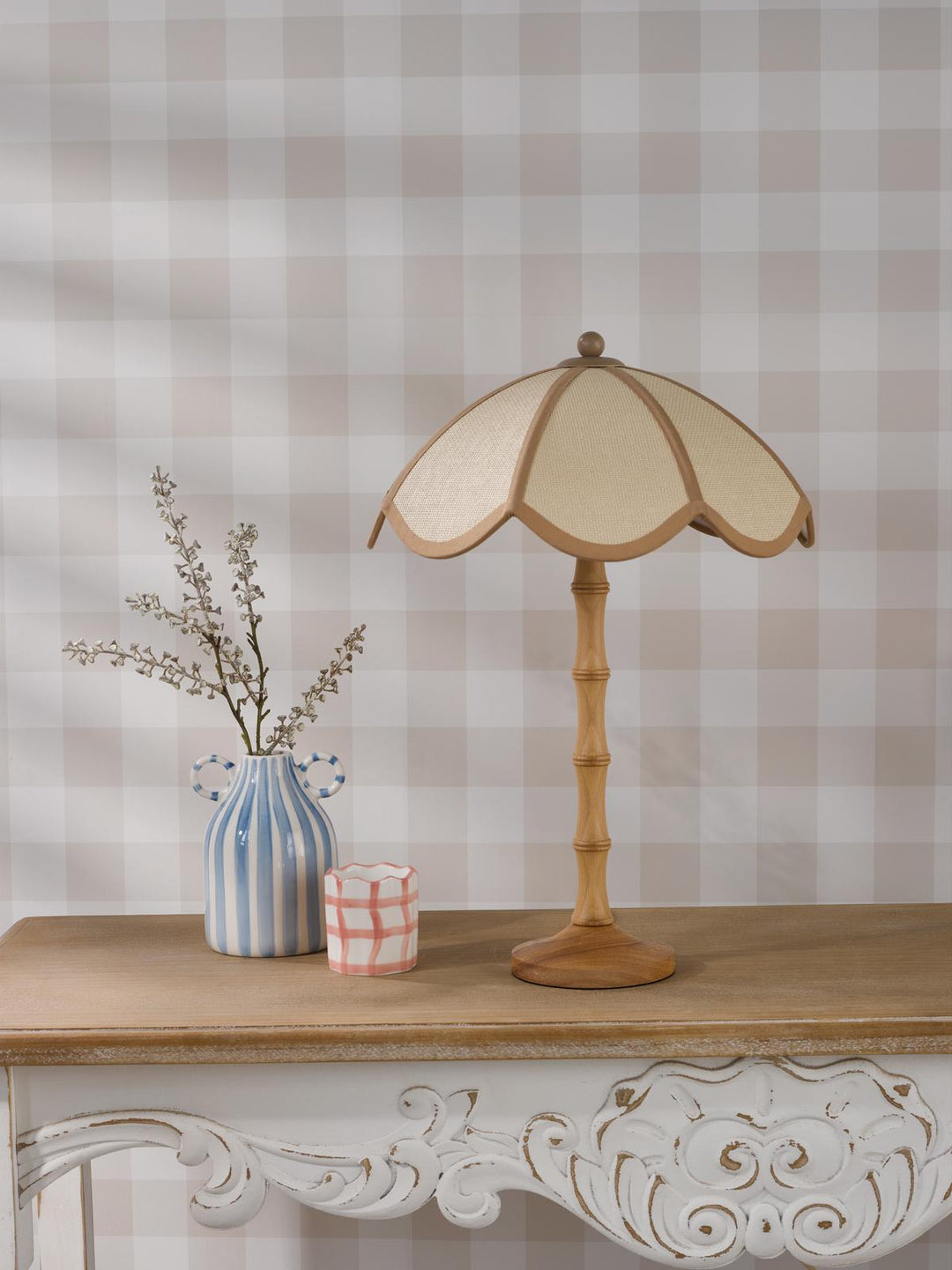 Dar GIU4229 Giuliana 2 Light Table Lamp Natural Wood and Natural Wood