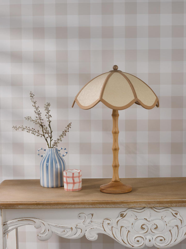 Dar GIU4229 Giuliana 2 Light Table Lamp Natural Wood and Natural Wood