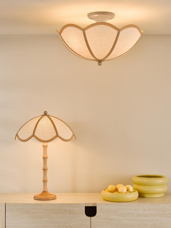 Dar GIU4229 Giuliana 2 Light Table Lamp Natural Wood and Natural Wood