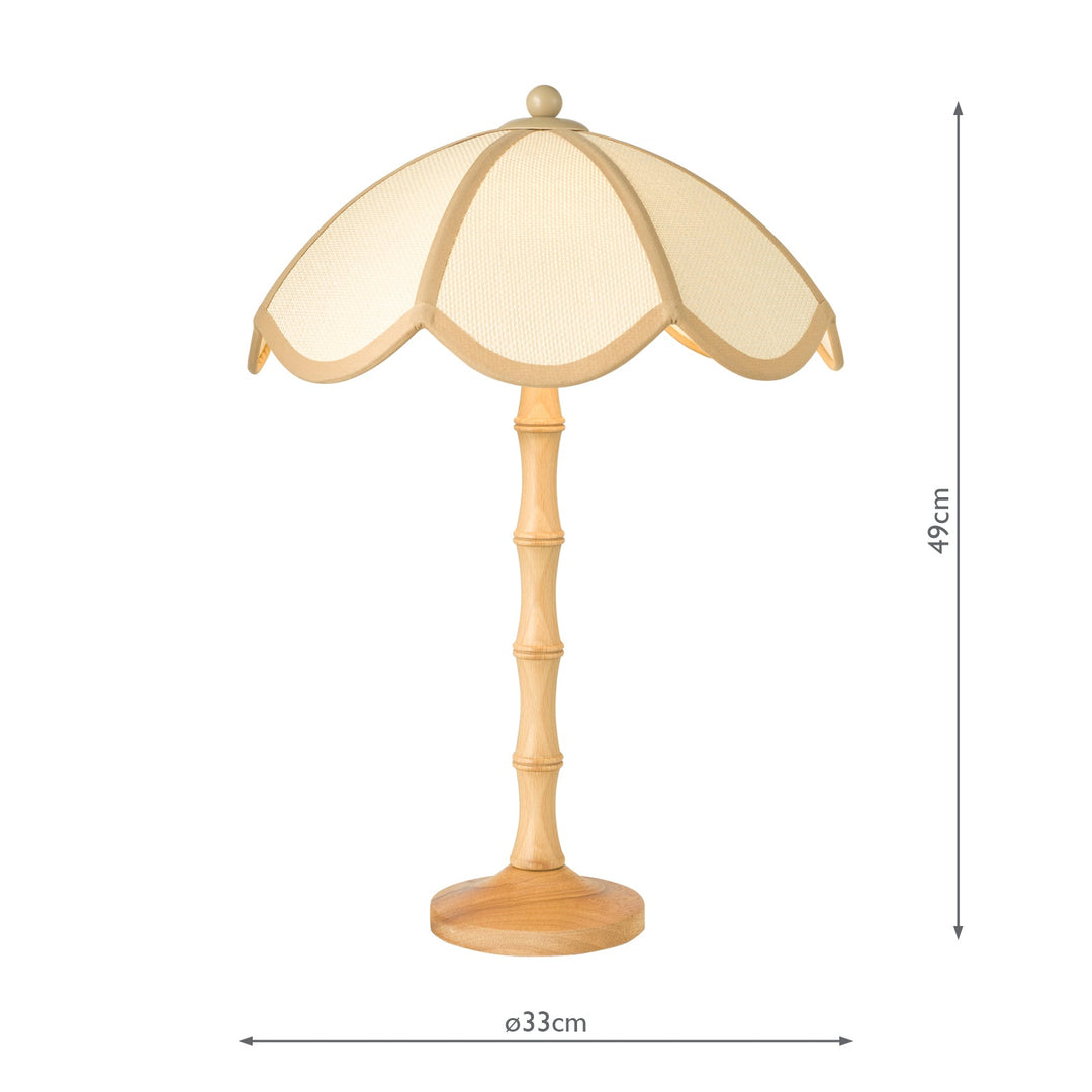 Dar GIU4229 Giuliana 2 Light Table Lamp Natural Wood and Natural Wood