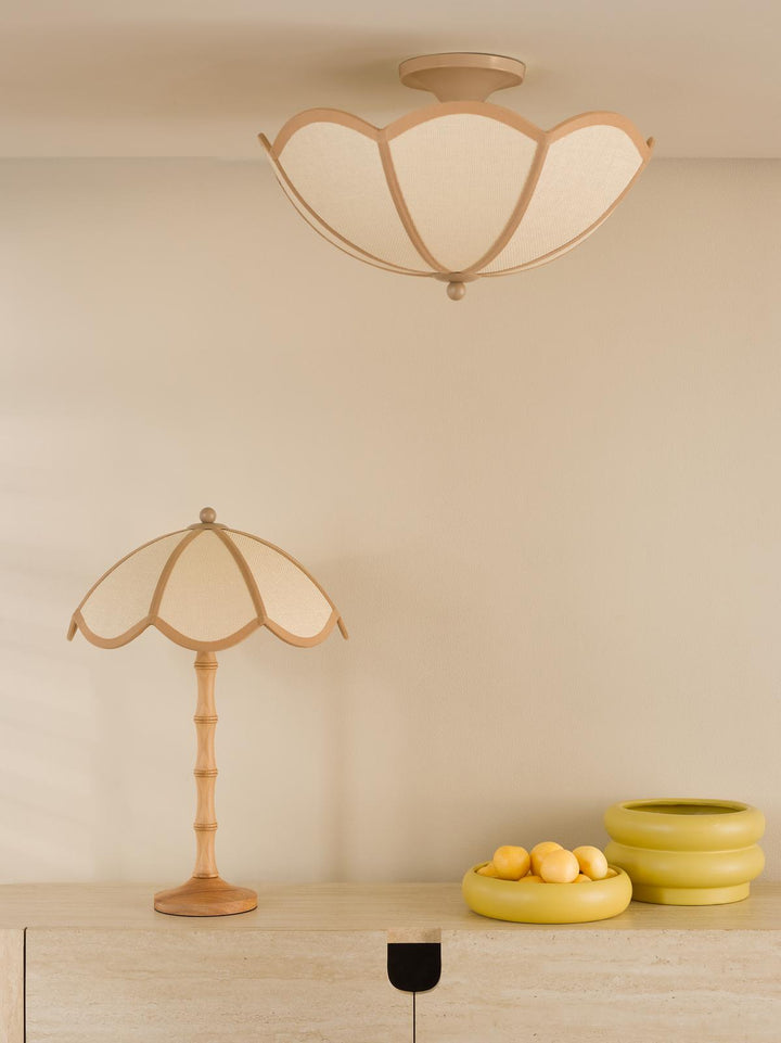 Dar GIU5329 Giuliana 3 Light Semi-Flush Natural Wood and Satin Taupe