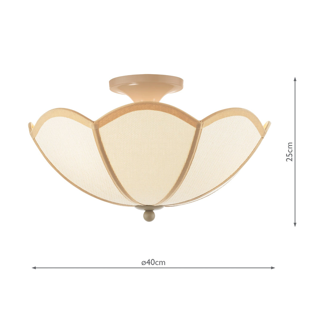 Dar GIU5329 Giuliana 3 Light Semi-Flush Natural Wood and Satin Taupe