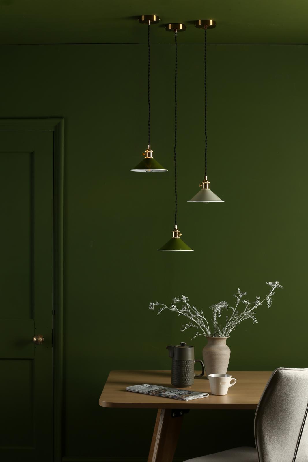 Dar HAD0140-06 Hadano Pendant Natural Brass and Matt Cashmere/Taupe Metal Shade 18cm