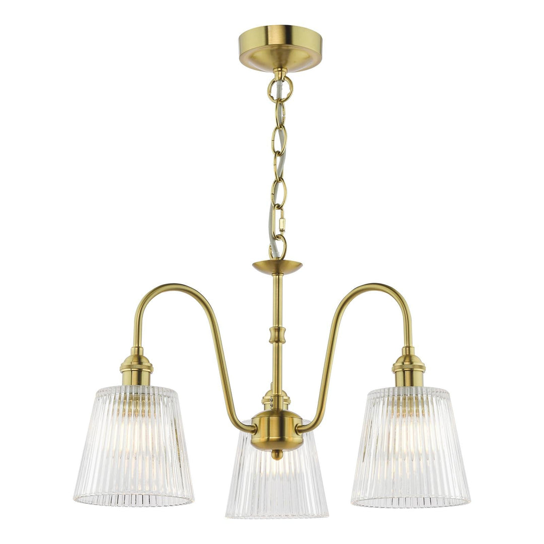 Dar SPB0340 3 Light E14 Armed Suspension Natural Brass