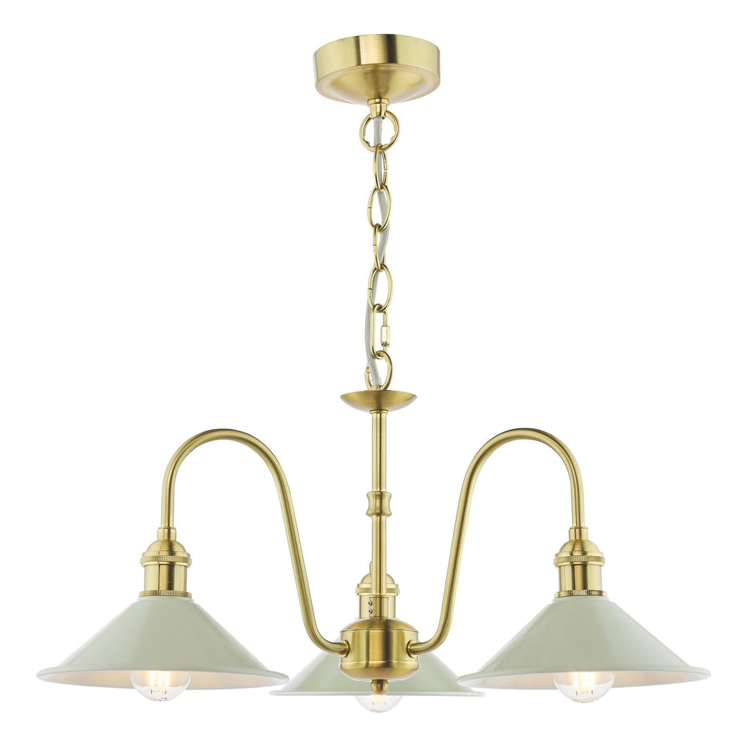 Dar HAD0340-06 Hadano 3 Light Pendant Natural Brass and Matt Cashmere/Taupe Metal Shade 18cm