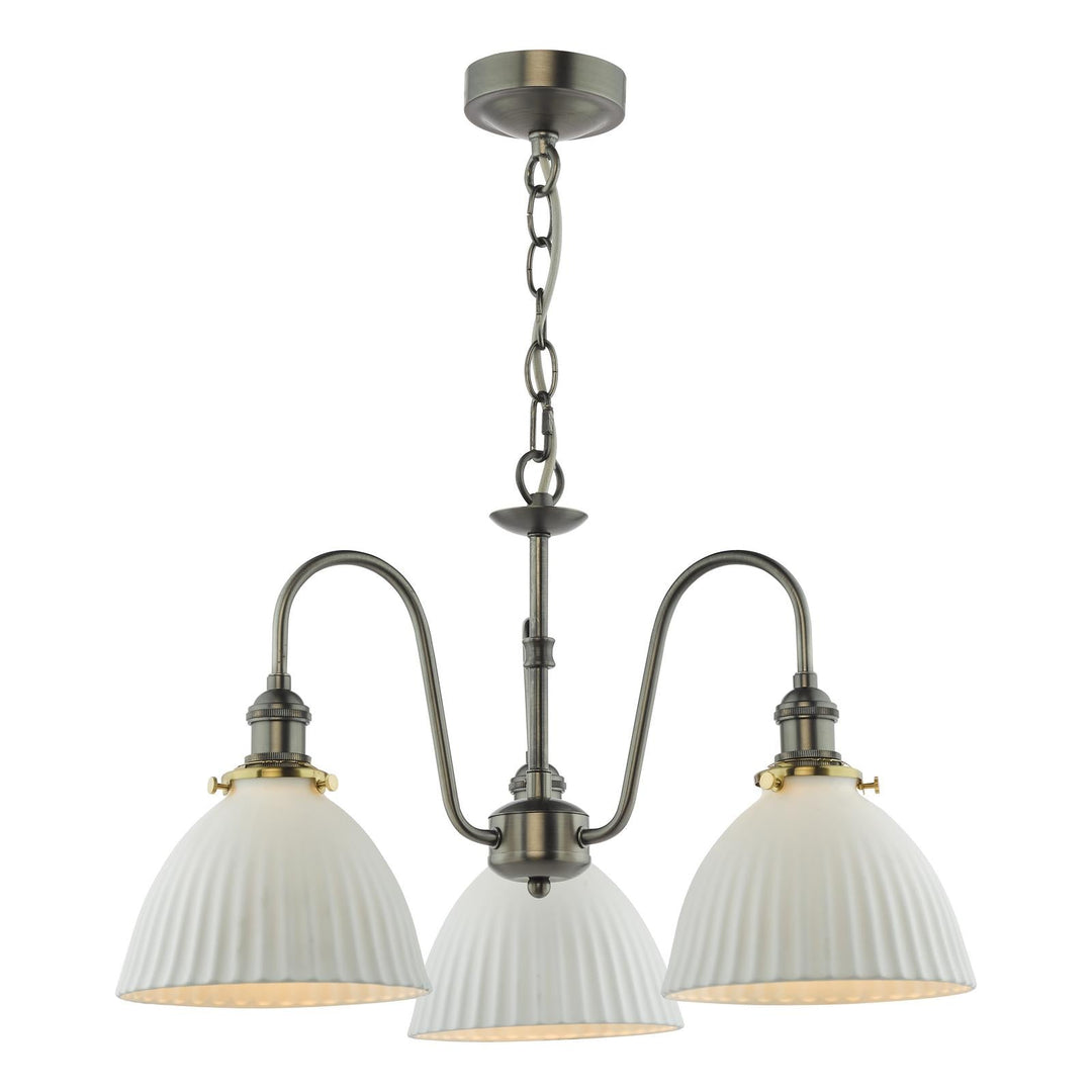 Dar SPB0361 3 Light E14 Armed Suspension Antique Chrome