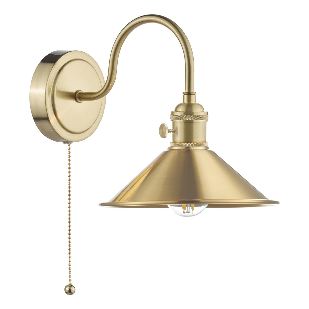 Dar HAD0740-01 Hadano Wall Light Natural Brass and Aged Brass Metal Shade 18cm