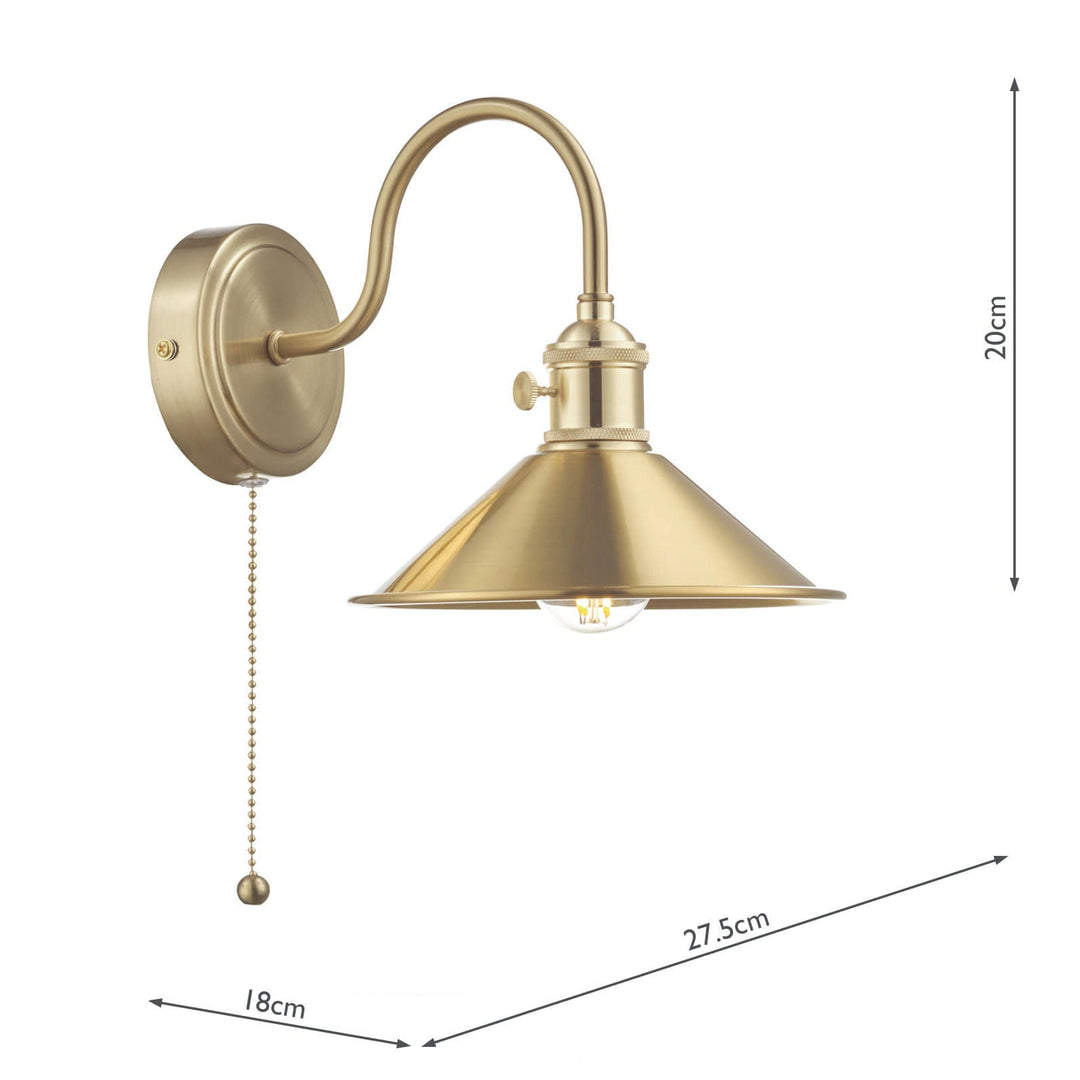 Dar HAD0740-01 Hadano Wall Light Natural Brass and Aged Brass Metal Shade 18cm