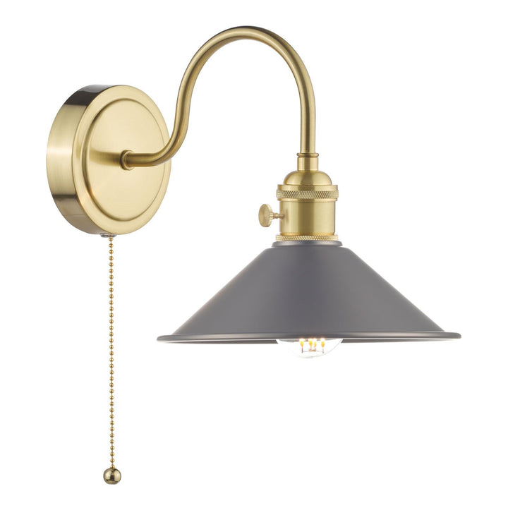 Dar HAD0740-02 Hadano Wall Light Natural Brass and Pewter Metal Shade 18cm