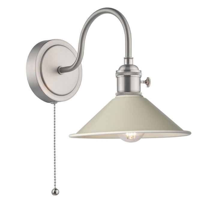 Dar HAD0761-06 Hadano Wall Light Antique Chrome and Matt Cashmere/Taupe Metal Shade 18cm
