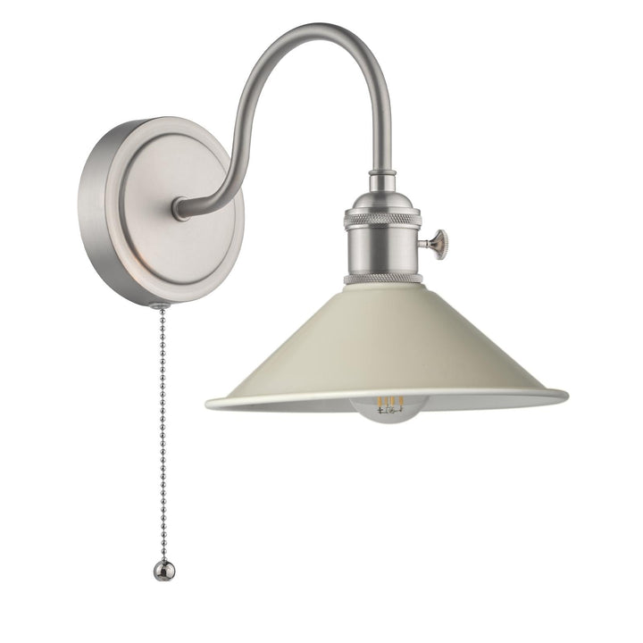 Dar HAD0761-06 Hadano Wall Light Antique Chrome and Matt Cashmere/Taupe Metal Shade 18cm