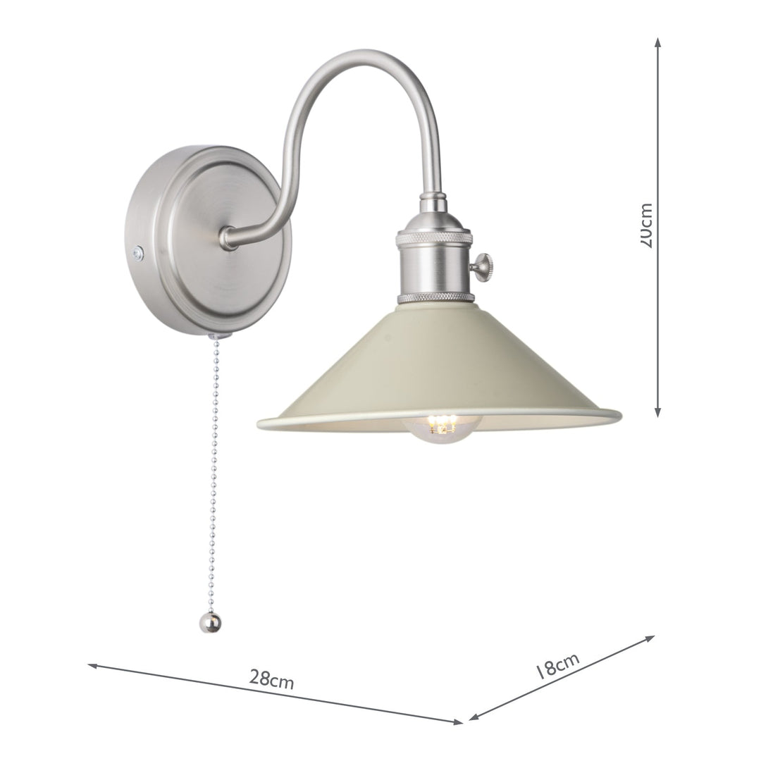 Dar HAD0761-06 Hadano Wall Light Antique Chrome and Matt Cashmere/Taupe Metal Shade 18cm