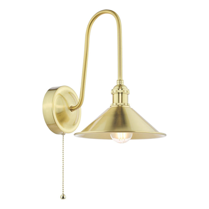 Dar HAD7140-01 Hadano Tall Wall Light Natural Brass and Aged Brass Metal Shade 18cm