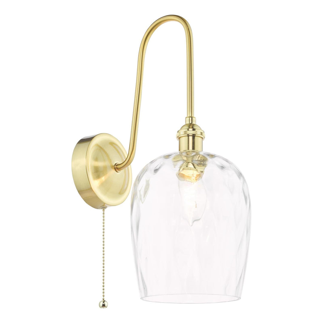 Dar HAD7140-03 Hadano Tall Wall Light Natural Brass and Clear Dimpled Glass Shade