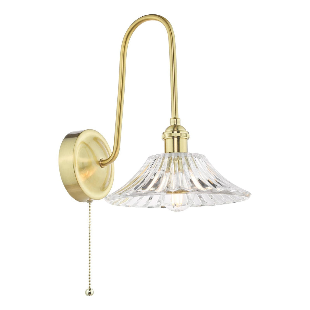 Dar HAD7140-04 Hadano Tall Wall Light Natural Brass and Clear Flared Glass Shade